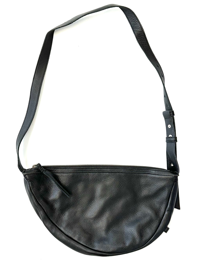 Black Leather Crescent Bag