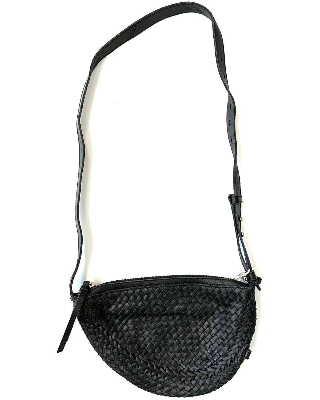 Black Woven Crescent Bag