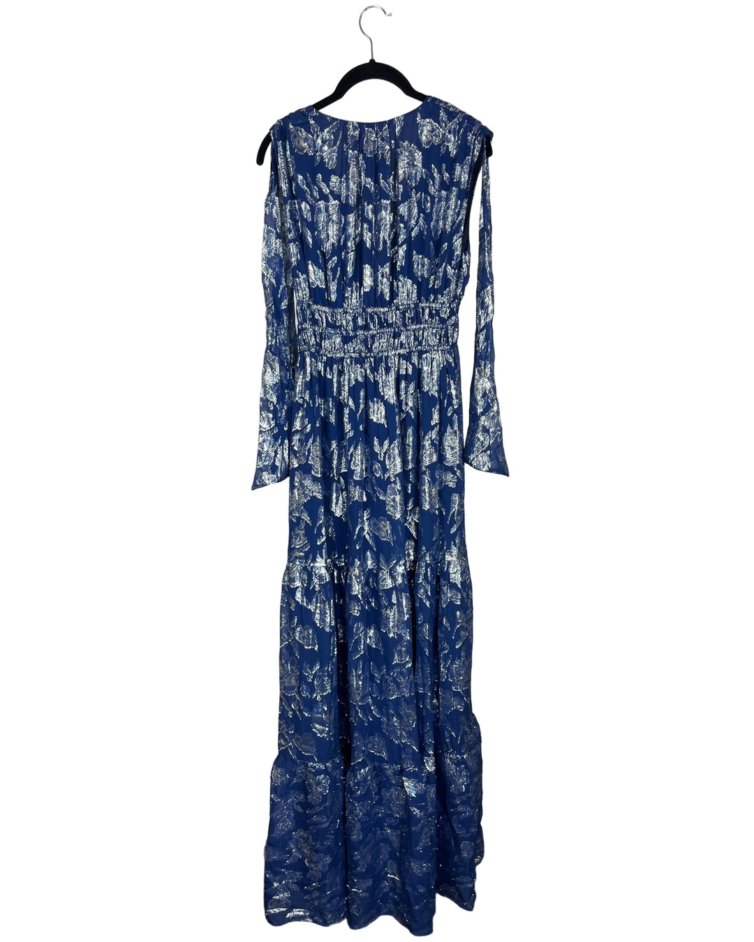 Navy and Silver Floral Dress - Size 4