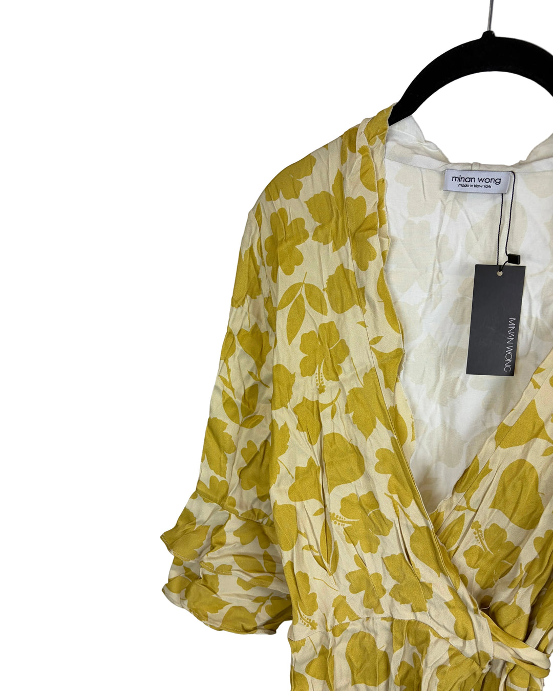 Yellow Foliage Print Wrap Dress - Size 8/10