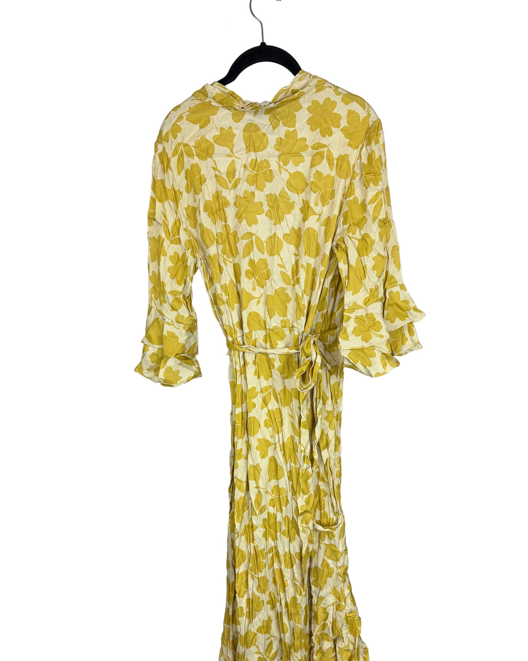 Yellow Foliage Print Wrap Dress - Size 8/10