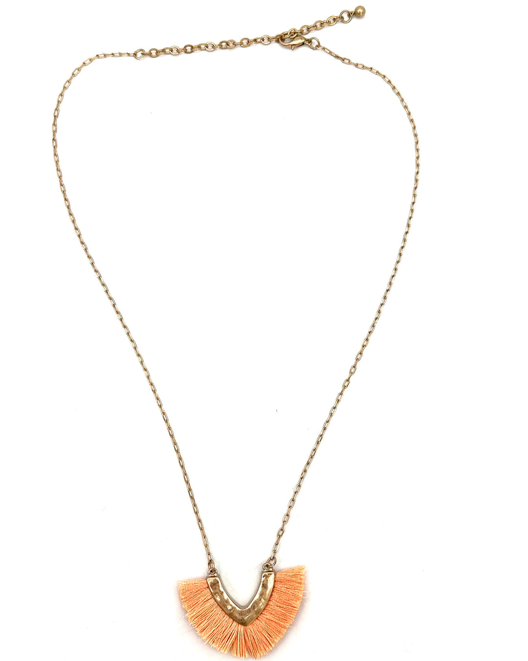 Pastel Orange Fringe Necklace