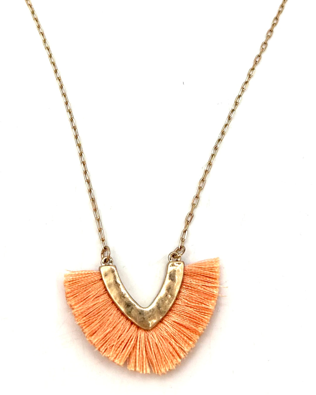 Pastel Orange Fringe Necklace