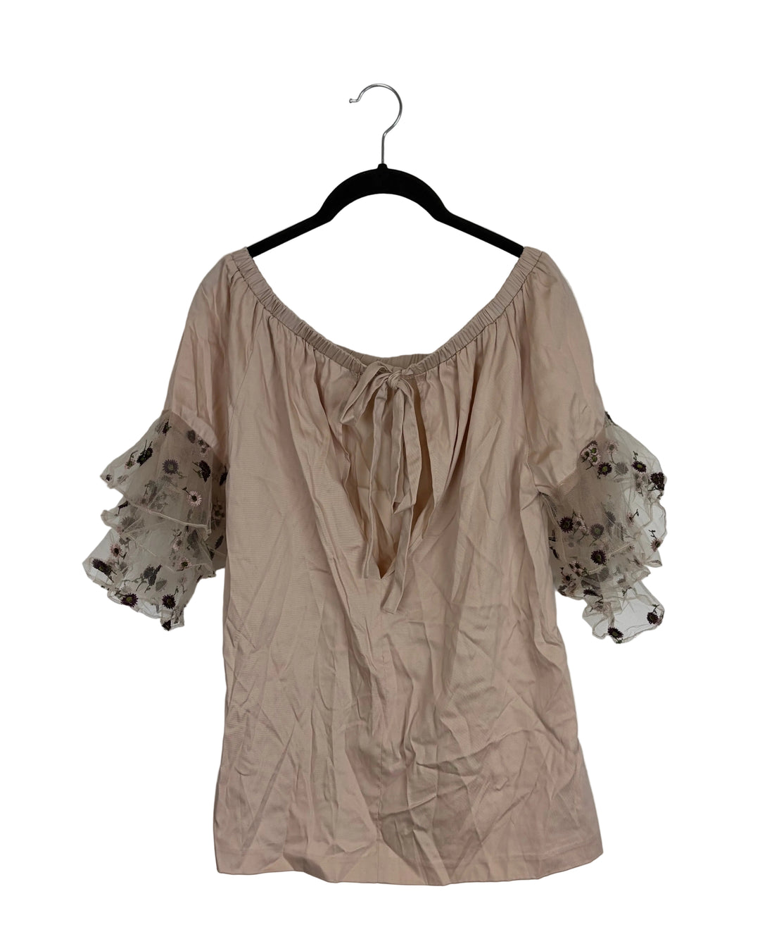 Mesh Floral Sleeve Blouse - Size 12/14