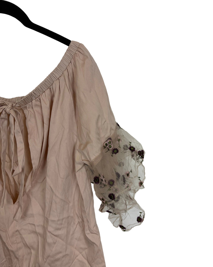Mesh Floral Sleeve Blouse - Size 12/14