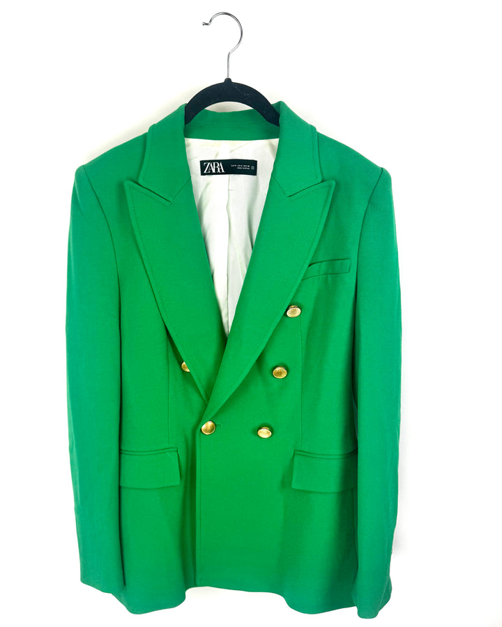 Zara Emerald Green Blazer with Gold buttons - Size Small