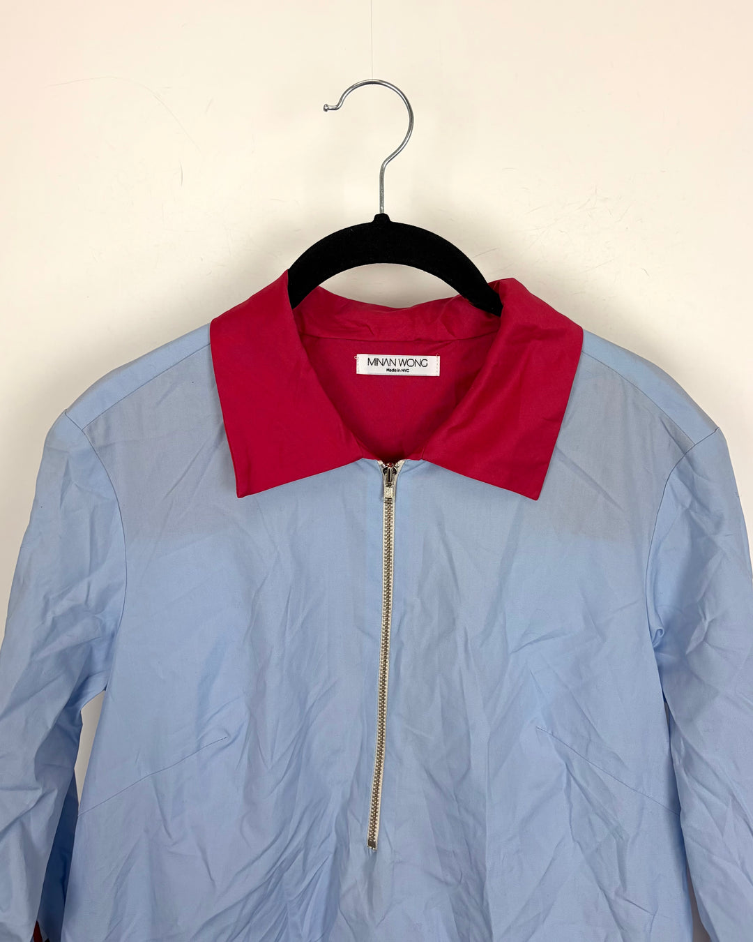 Pale Blue Color Block Shirt Dress - Size 2/4