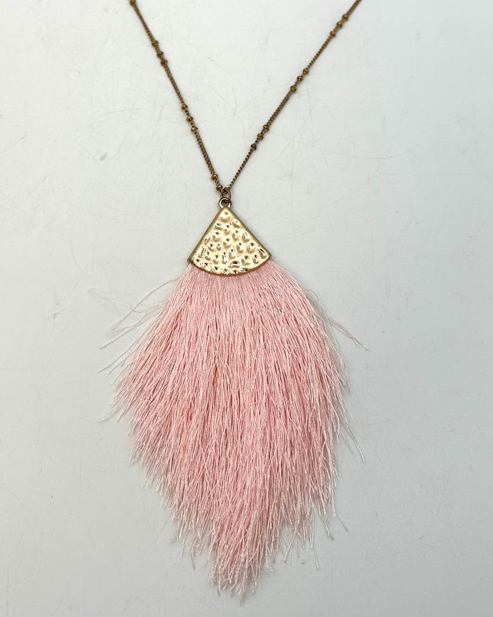 Baby Pink Large Tassel Necklace