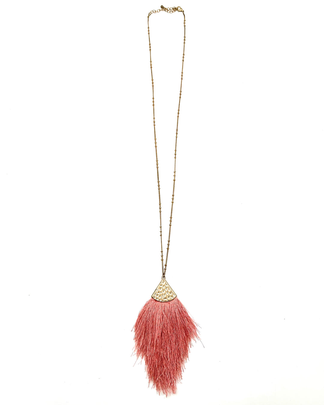 Muted Pink Large Tassel Necklace