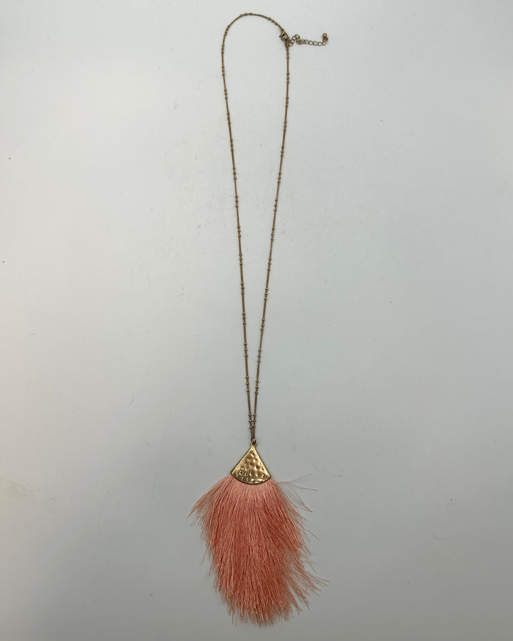 Peach Pink Large Tassel Necklace