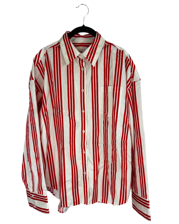 Solid & Striped Red Striped Button-Up Shirt - Small
