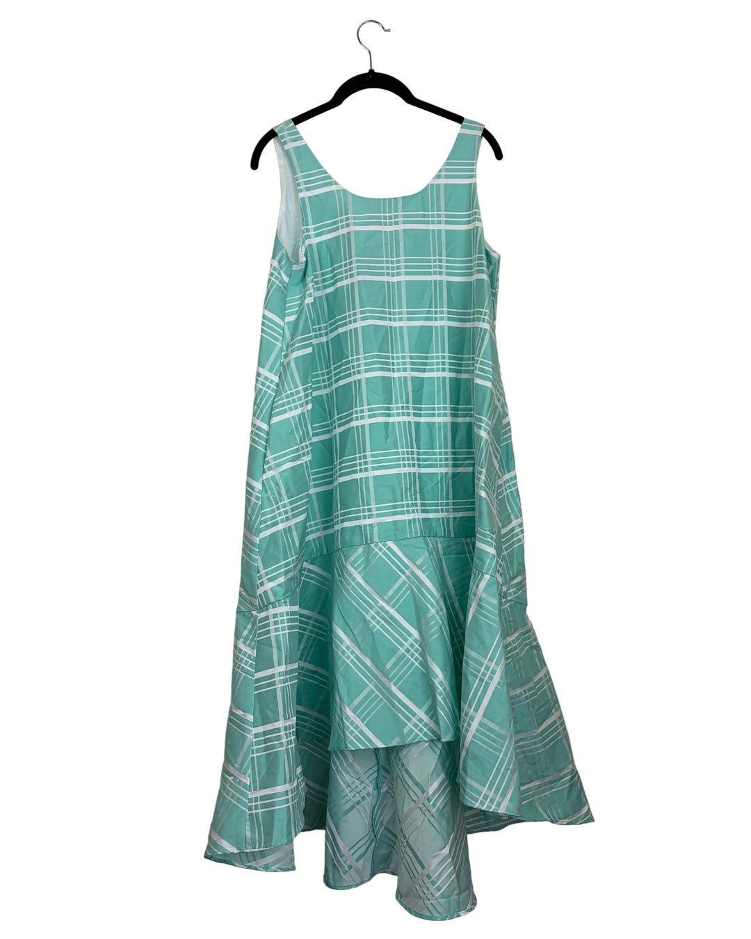 Teal Plaid Dress with Pink Bow - Size 10/12