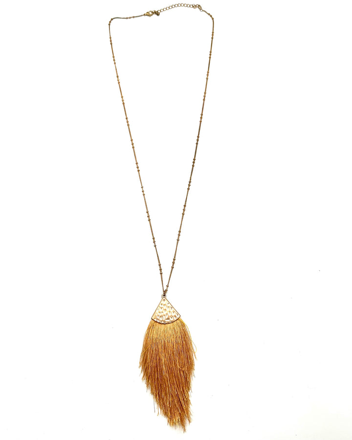 Muted Gold Large Tassel Necklace