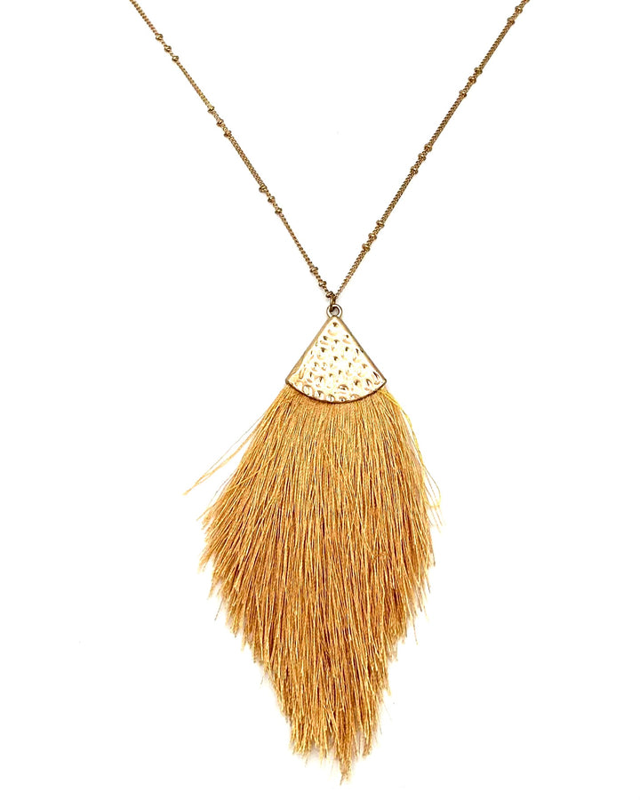 Muted Gold Large Tassel Necklace