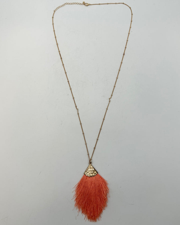 Salmon Pink Tassel Necklace