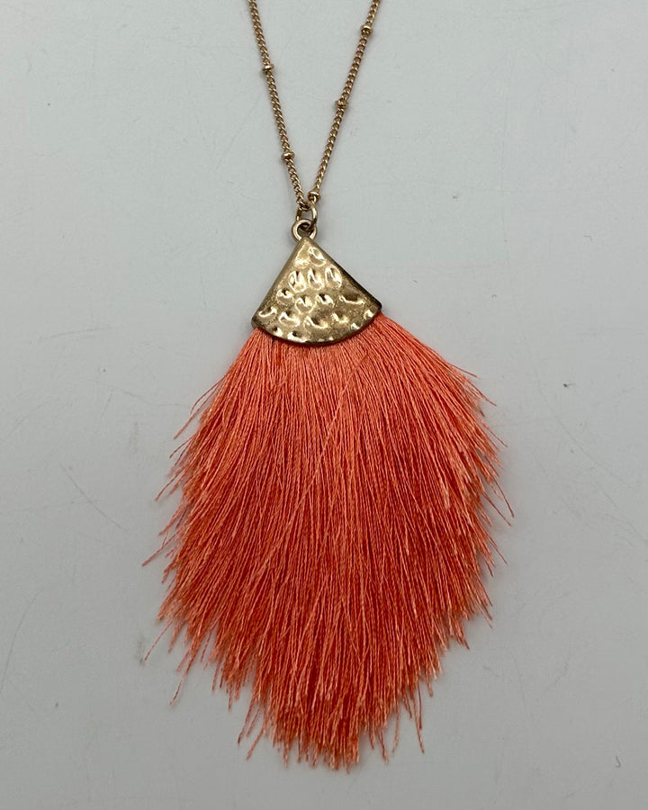 Salmon Pink Tassel Necklace