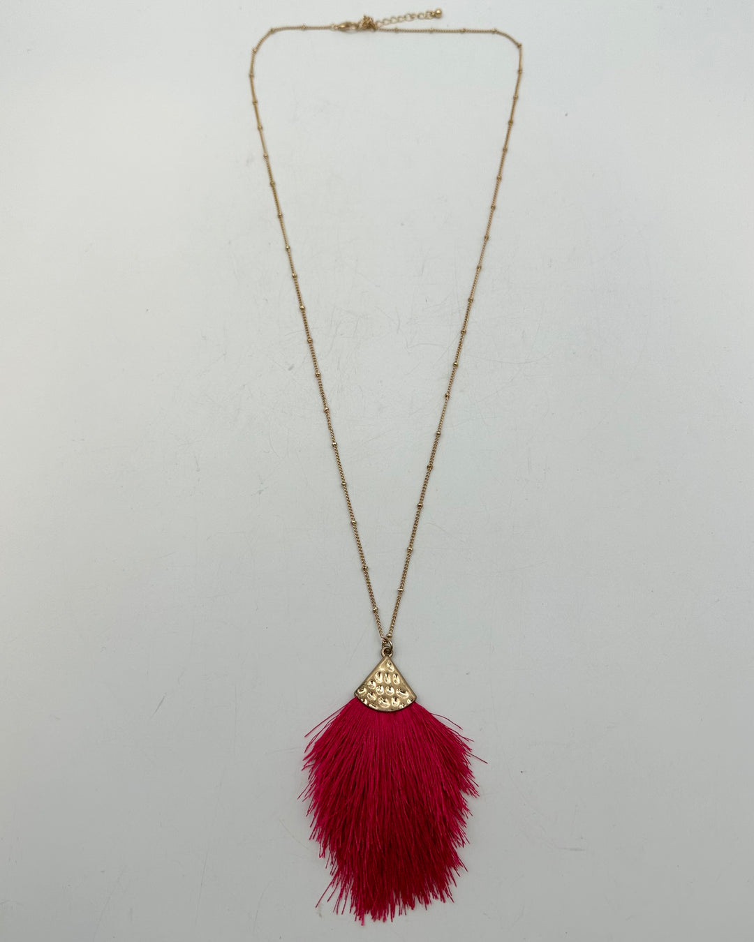 Magenta Pink Tassel Necklace