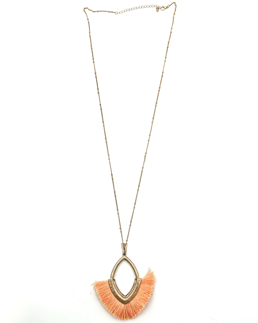 Pale Orange Fringe Pendant Necklace