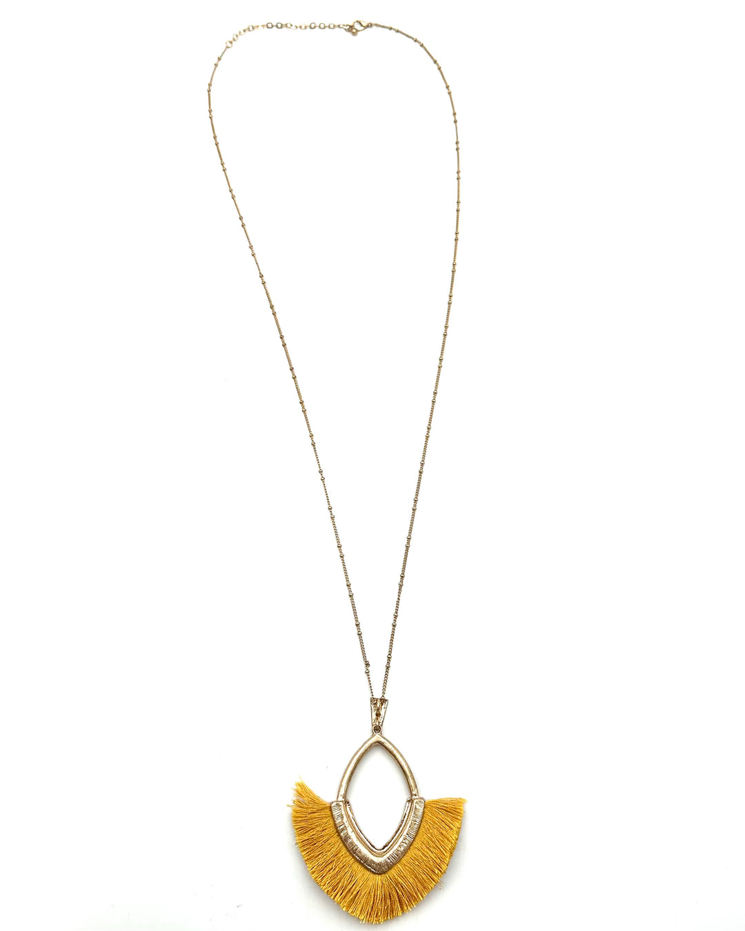 Goldenrod Yellow Fringe Pendant Necklace