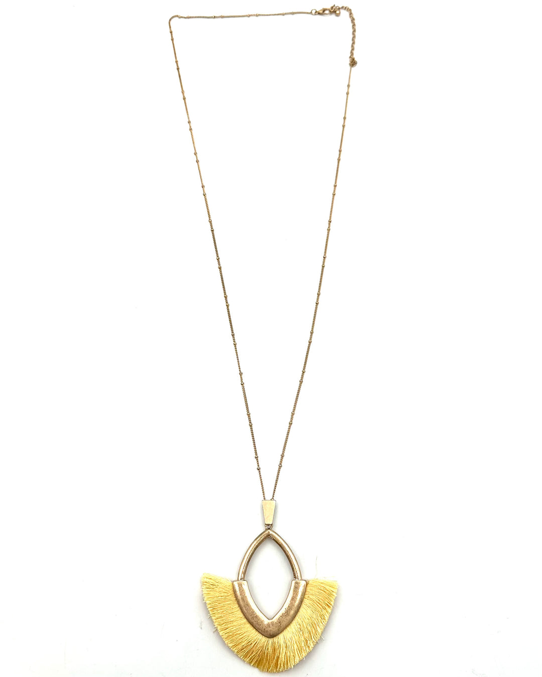 Yellow Fringe Pendant Necklace