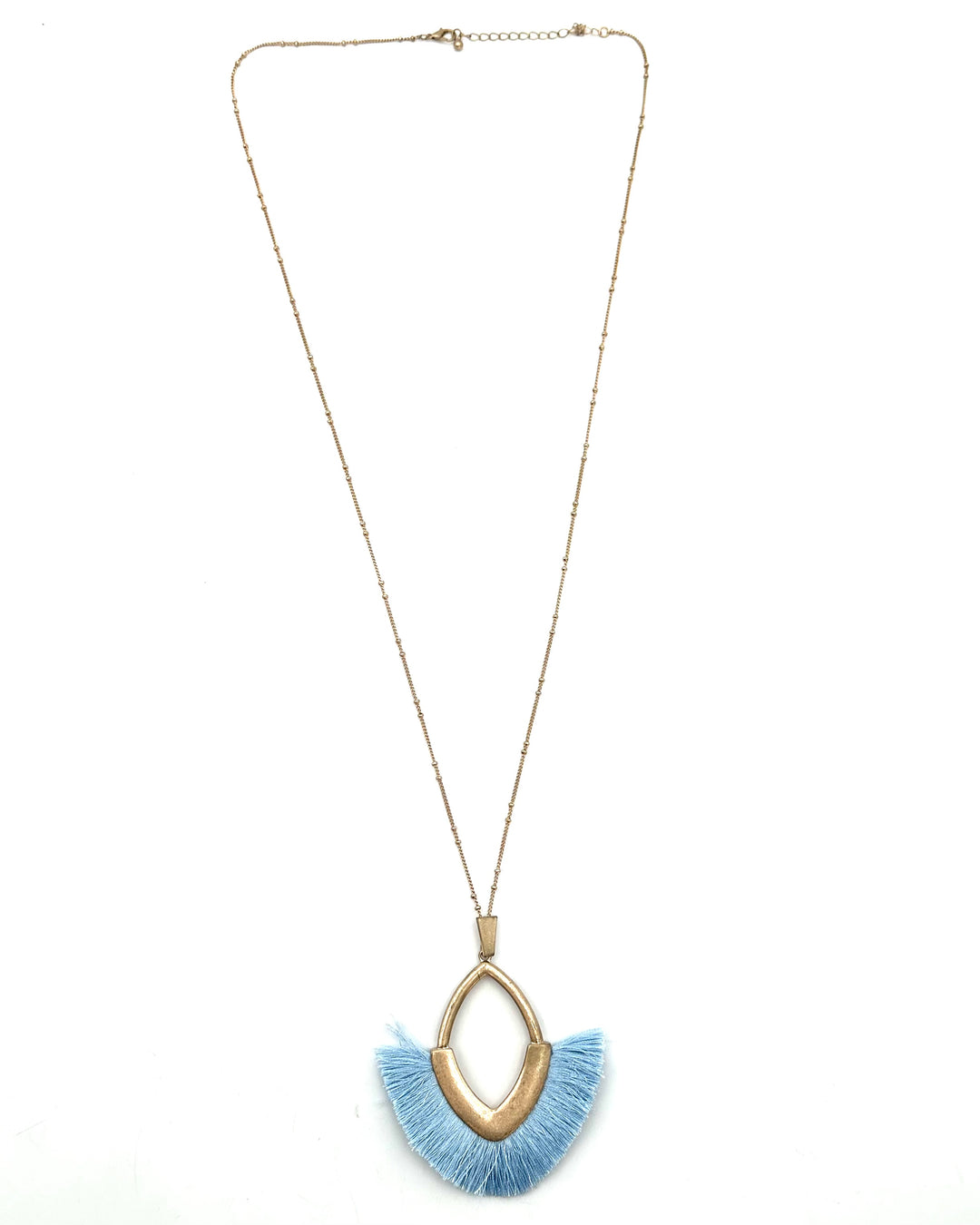 Light Blue Fringe Pendant Necklace
