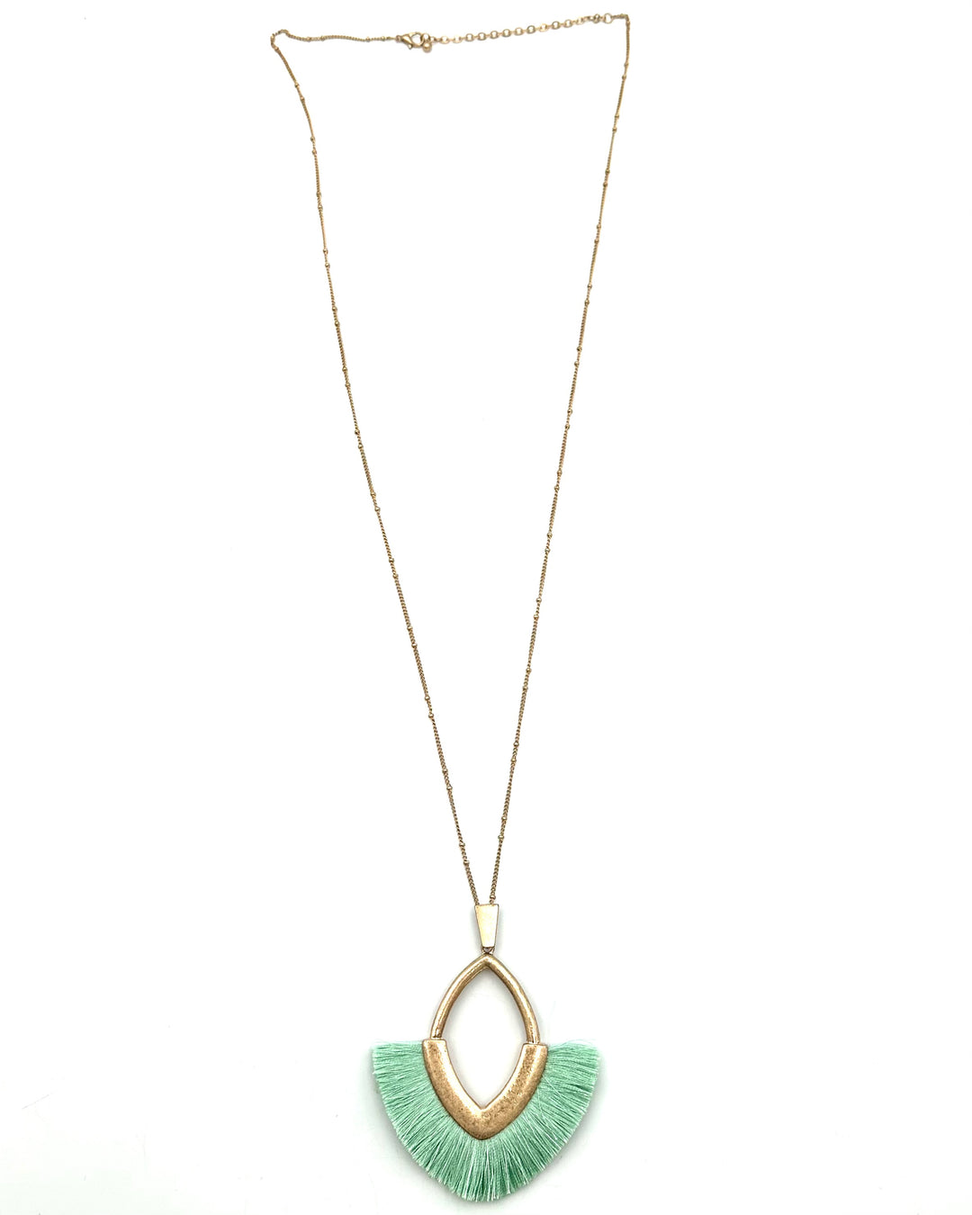 Mint Green Fringe Pendant Necklace