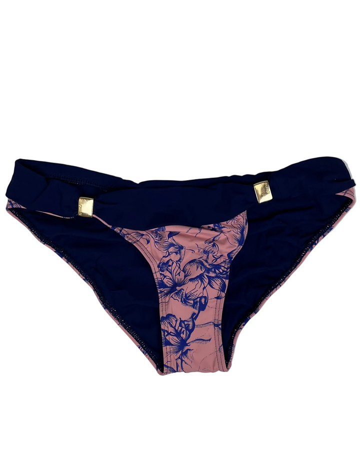 Dusty Pink and Blue Floral Bikini Bottom - XS, S, M, L