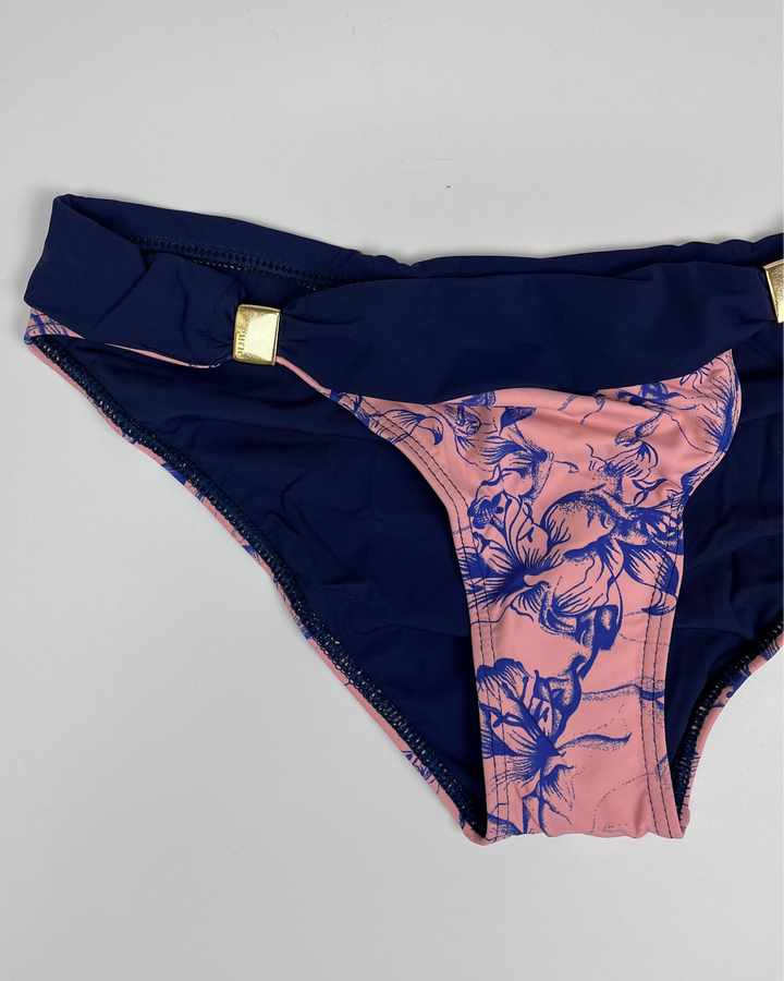 Dusty Pink and Blue Floral Bikini Bottom - XS, S, M, L