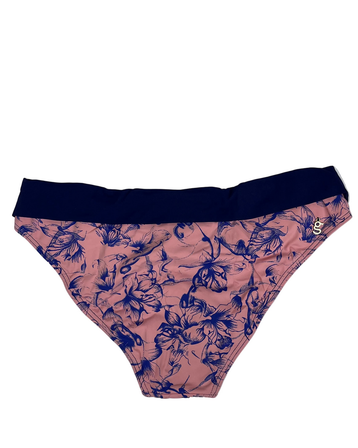 Dusty Pink and Blue Floral Bikini Bottom - XS, S, M, L