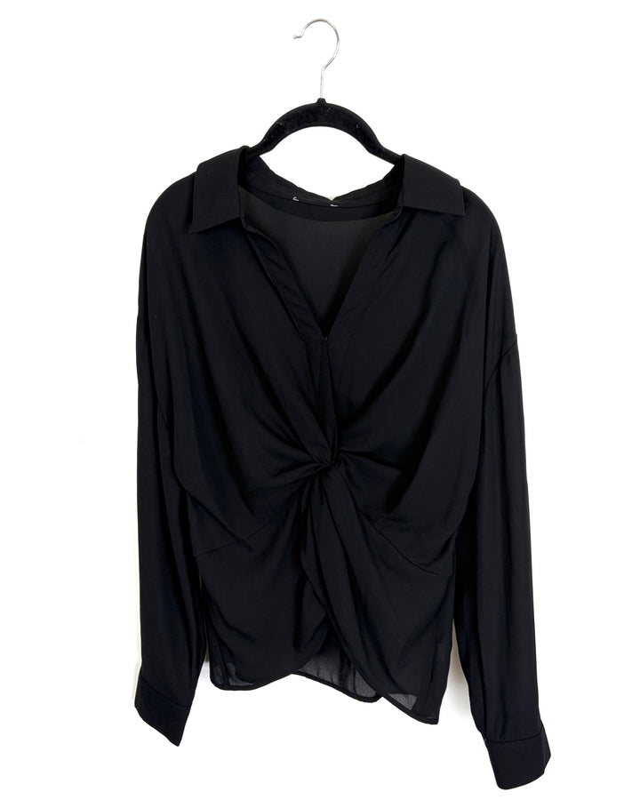 Black Knot Tie Blouse - Size 4/6