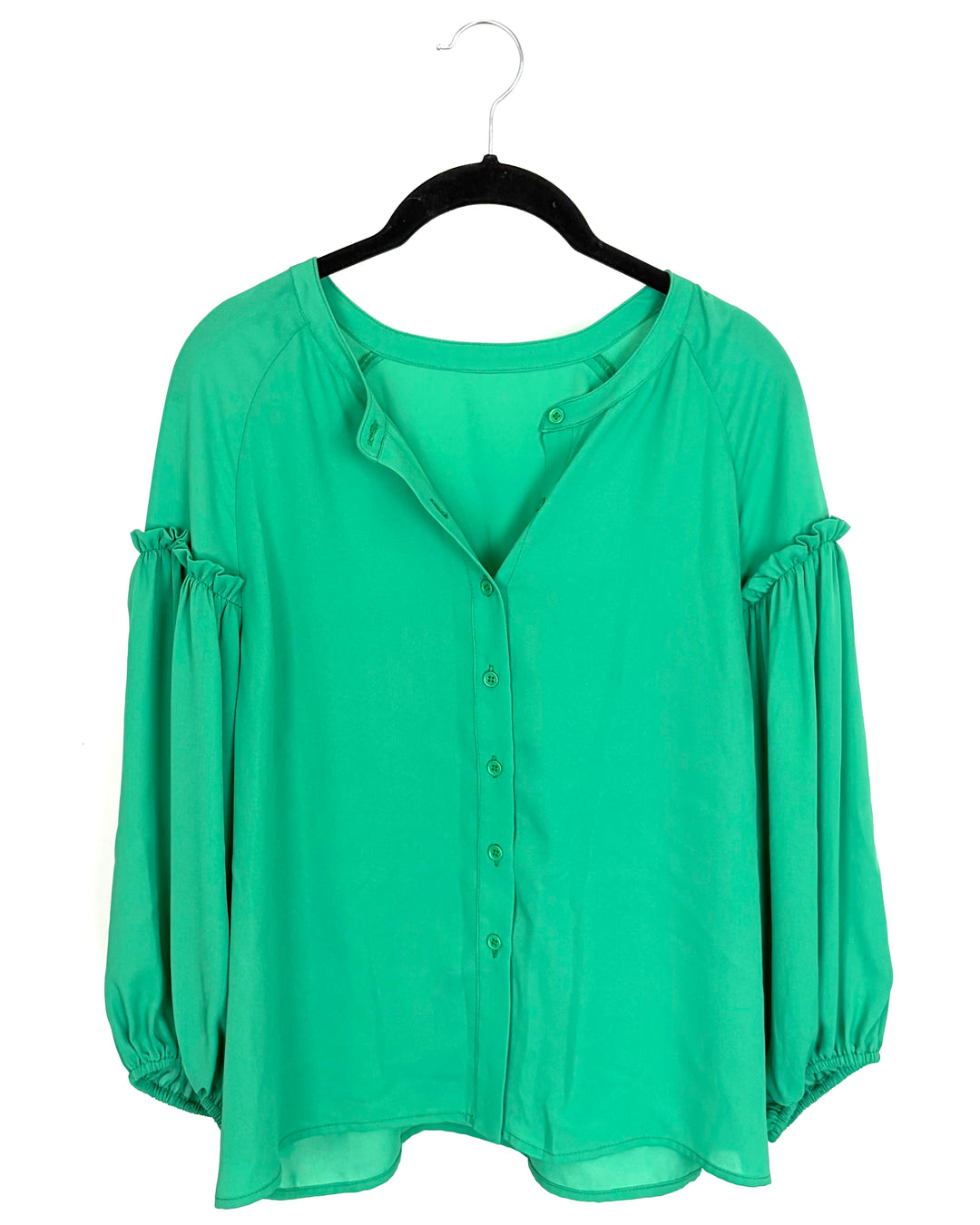 Green Scrunch Sleeve Blouse - Size 2/4