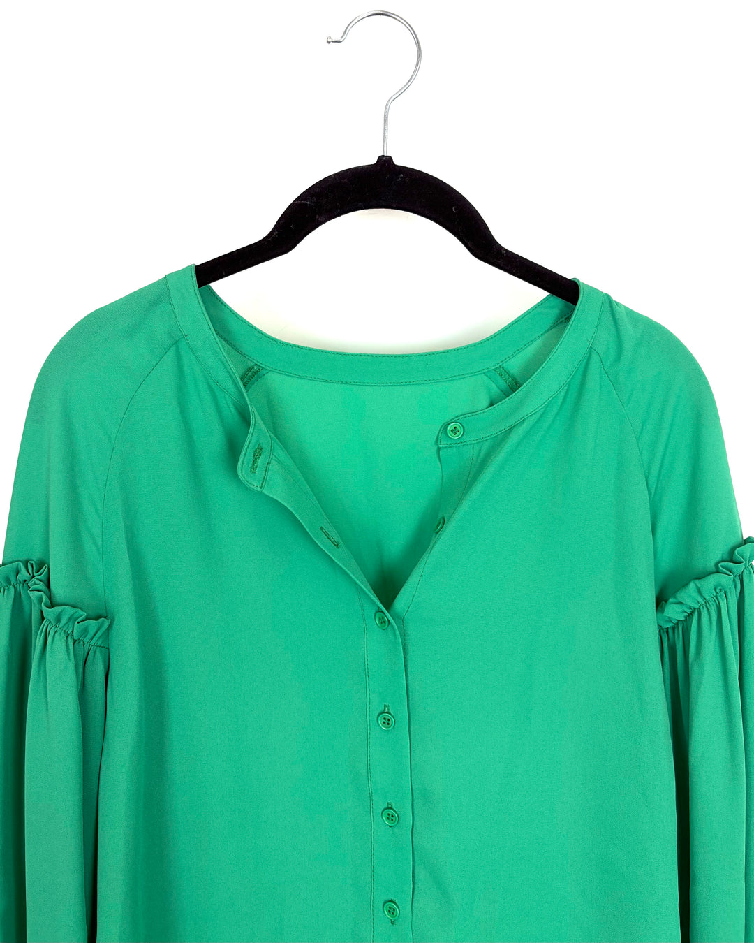 Green Scrunch Sleeve Blouse - Size 2/4