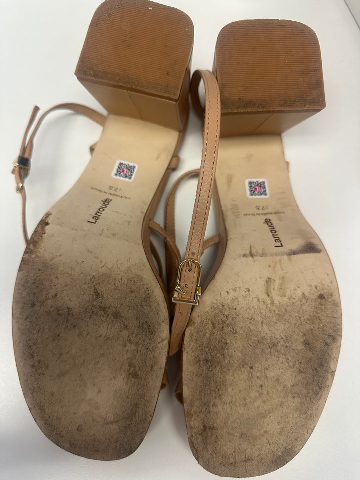 Tan Strappy Platform Block Heels - Size 12