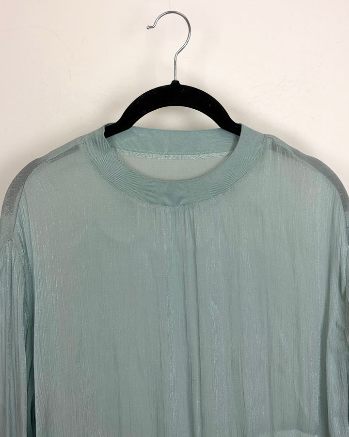 Turquoise Blue Metallic Long Sleeve - Size 4/6