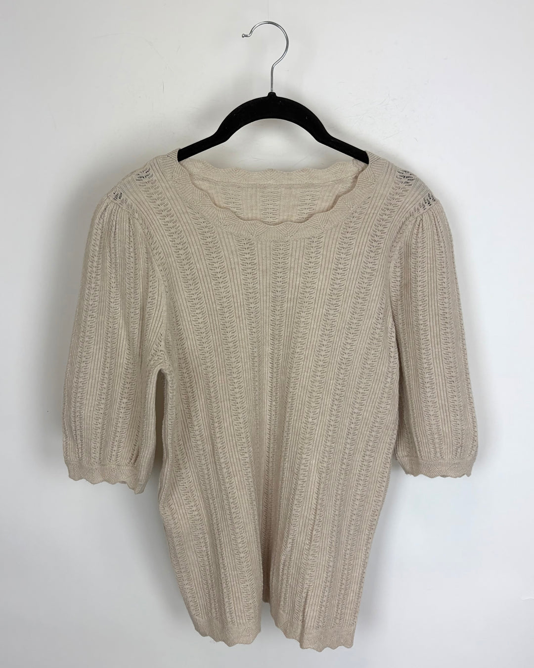 Beige Knit Short Sleeve - Size 4/6