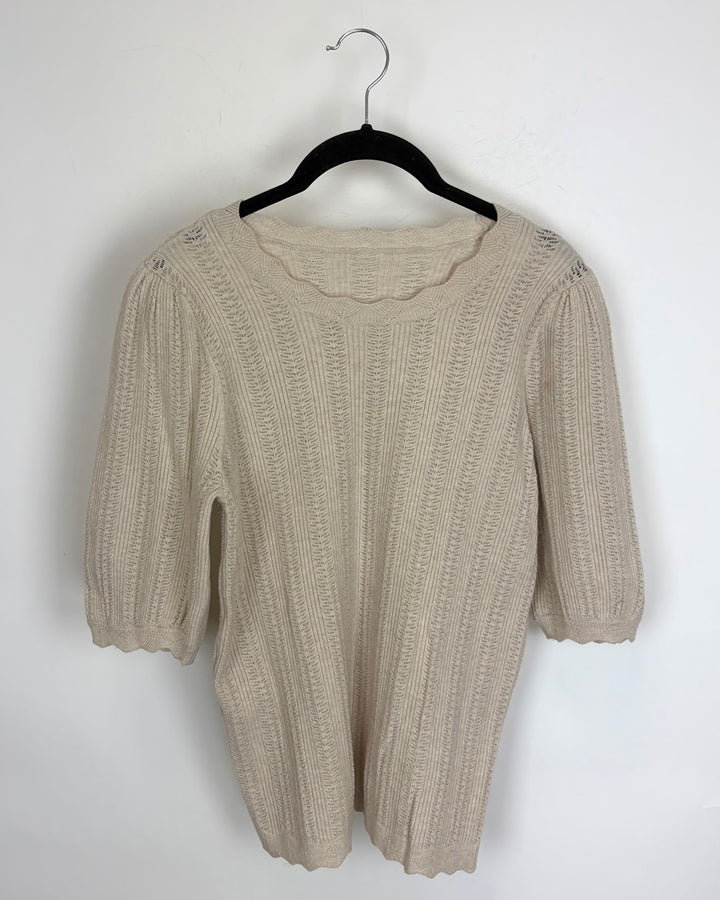 Beige Knit Short Sleeve - Size 4/6