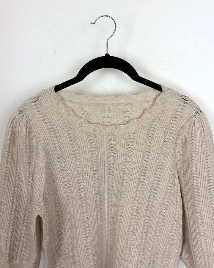 Beige Knit Short Sleeve - Size 4/6