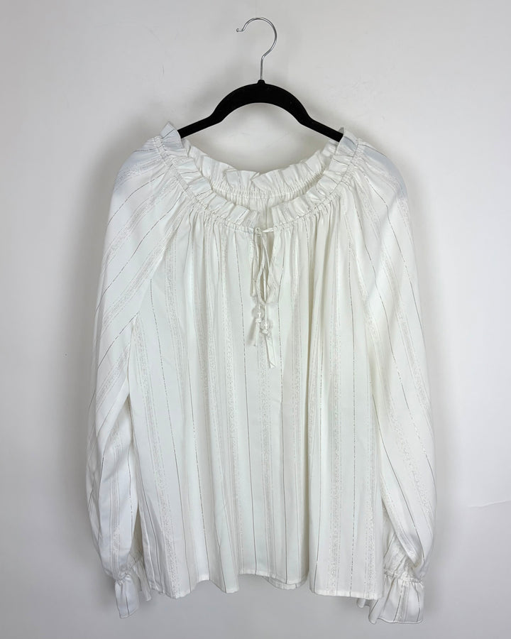 White and Gold Blouse - Size 4/6