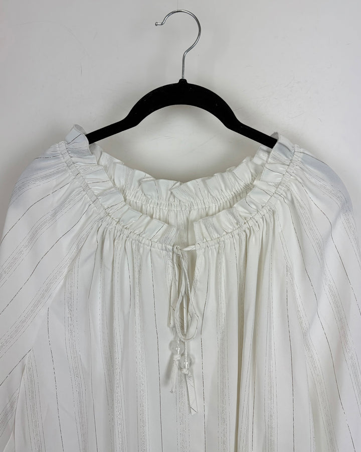 White and Gold Blouse - Size 4/6