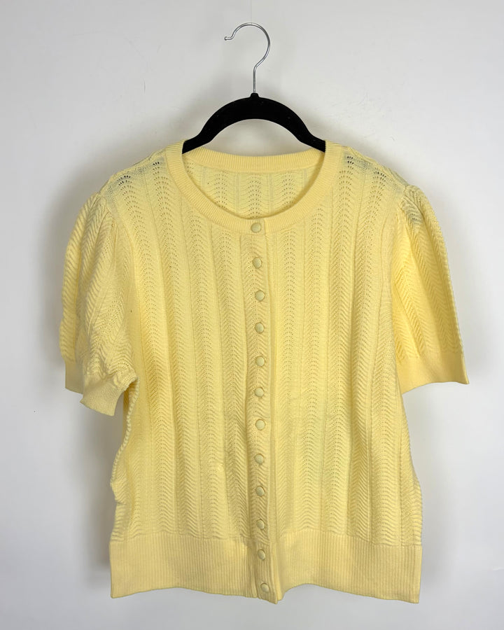 Butter Yellow Knit Short Sleeve Top - Size 6/8