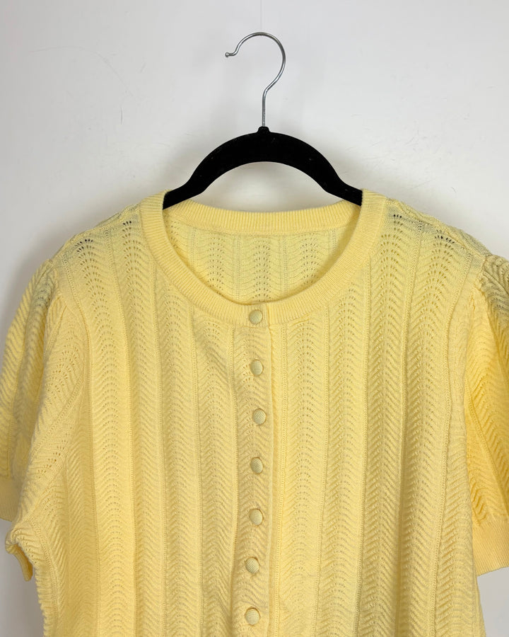 Butter Yellow Knit Short Sleeve Top - Size 6/8