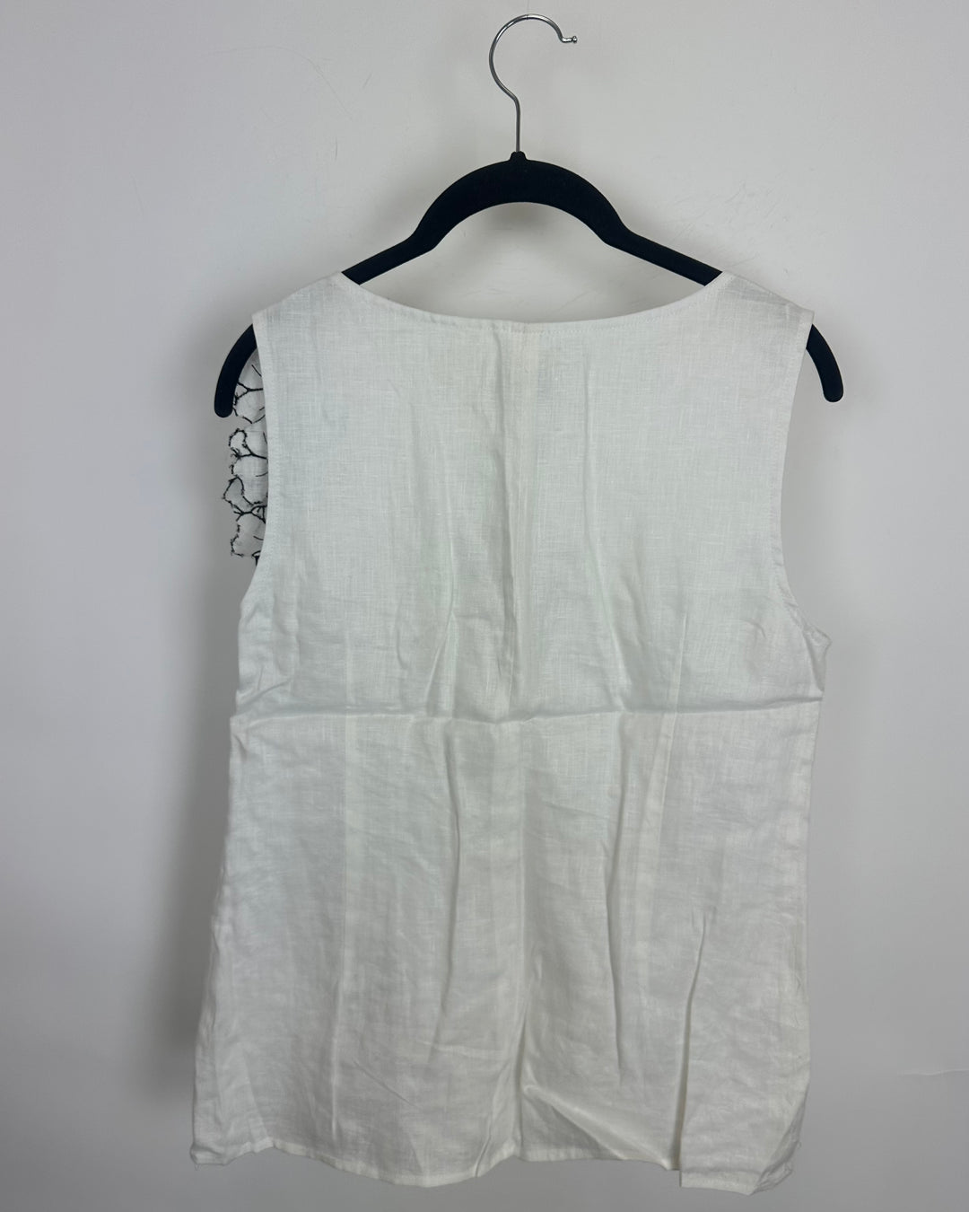 White and Black Floral Applique Top - XS, S, M, L, XL