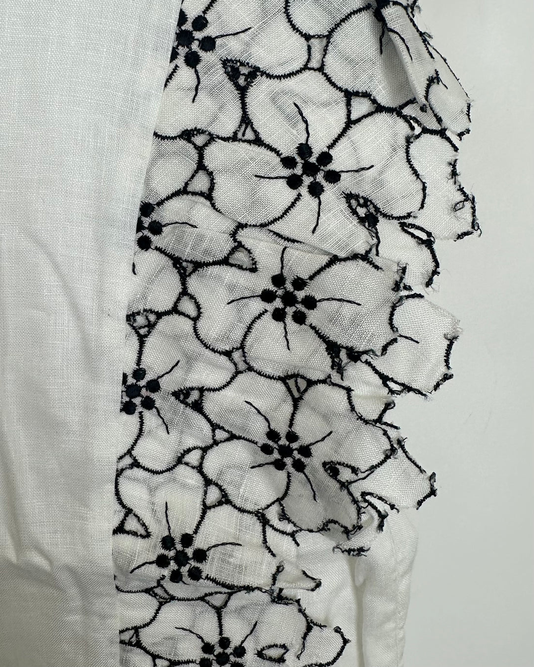 White and Black Floral Applique Top - XS, S, M, L, XL