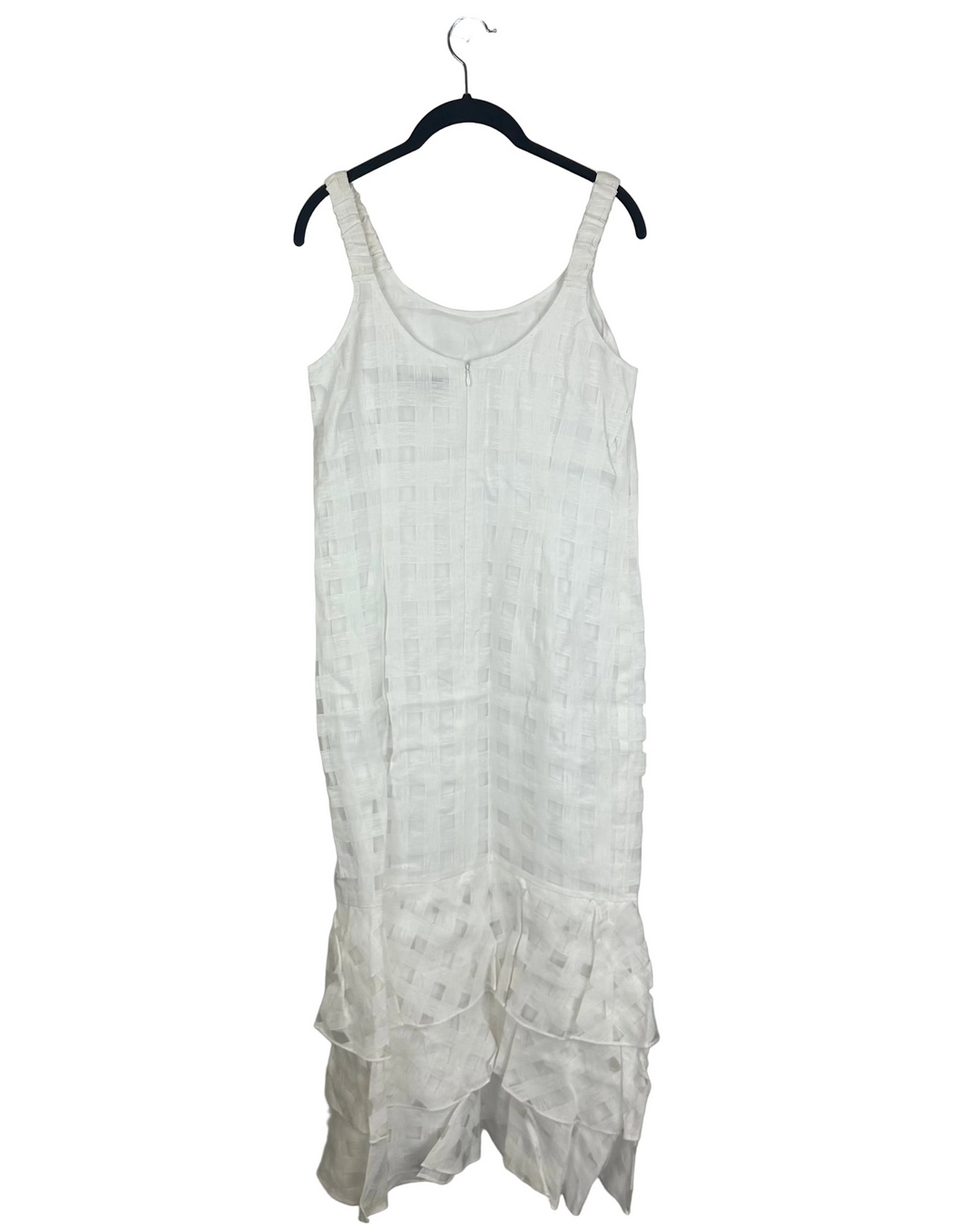 White Checkered Linen Dress - Size 2, 4, 6, 8, 10