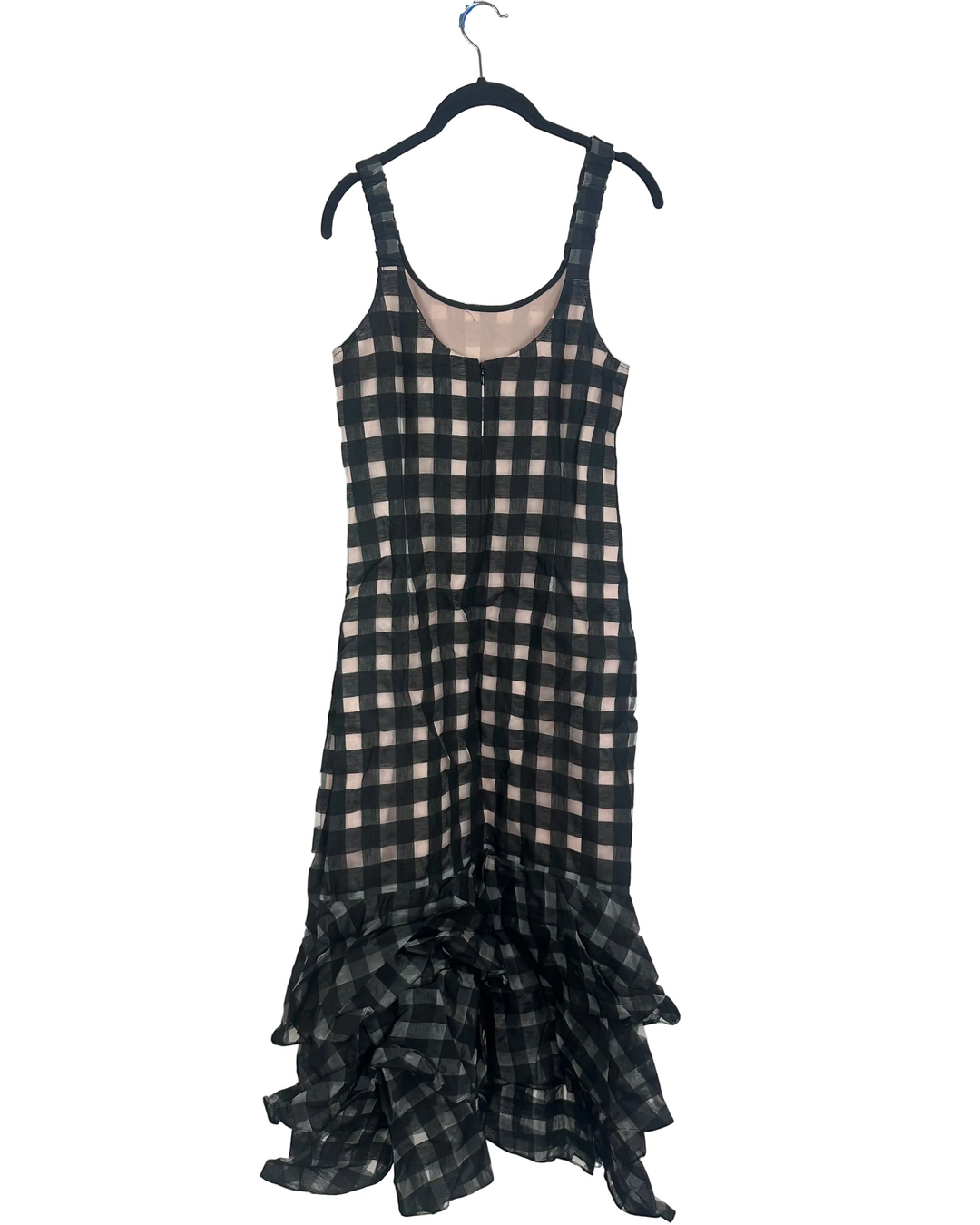 Black Checkered Linen Dress - Size 2, 4, 6, 8, 10