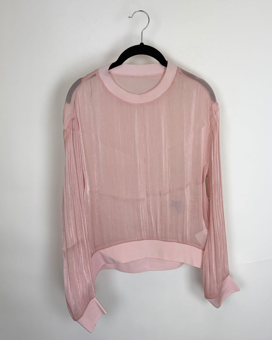 Baby Pink Metallic Long Sleeve Top - Size 4/6