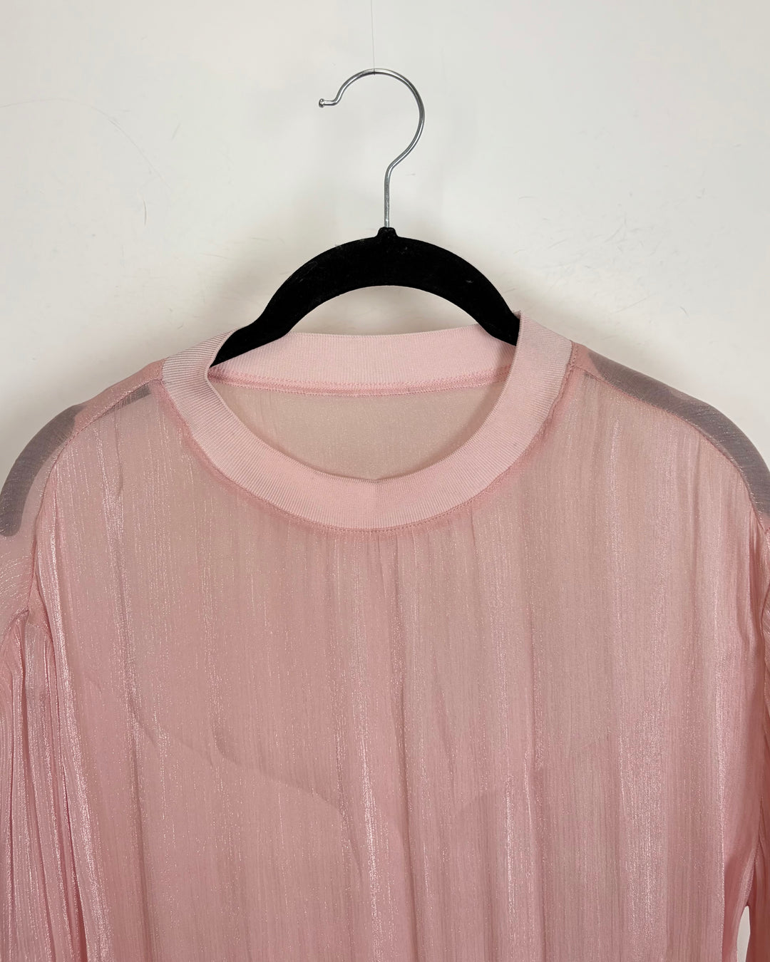 Baby Pink Metallic Long Sleeve Top - Size 4/6