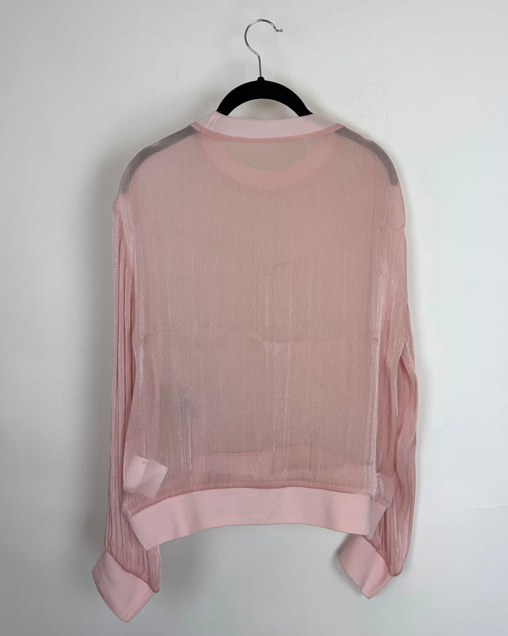 Baby Pink Metallic Long Sleeve Top - Size 4/6