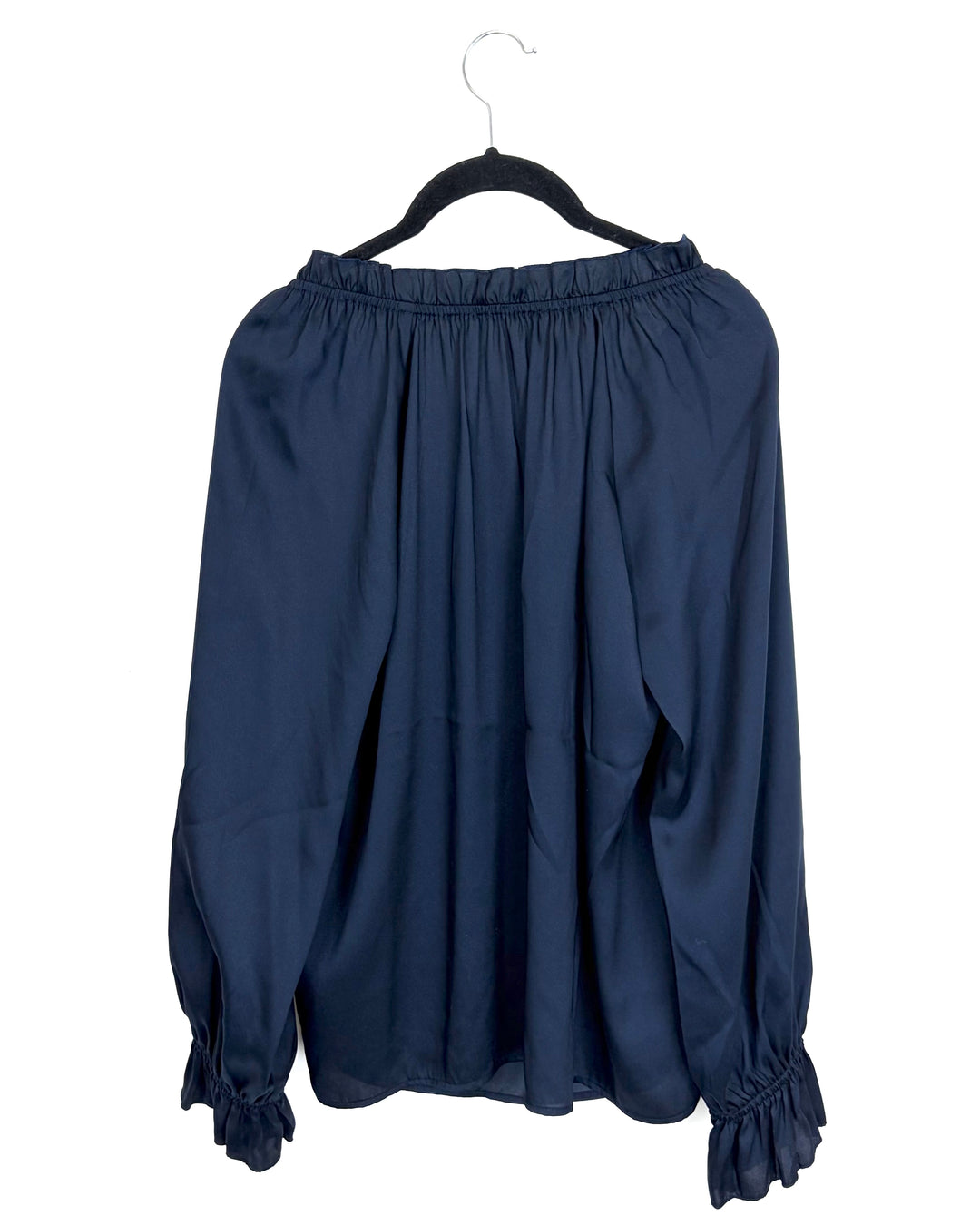 Navy Blue Ruched Detail Blouse - Size 6/8