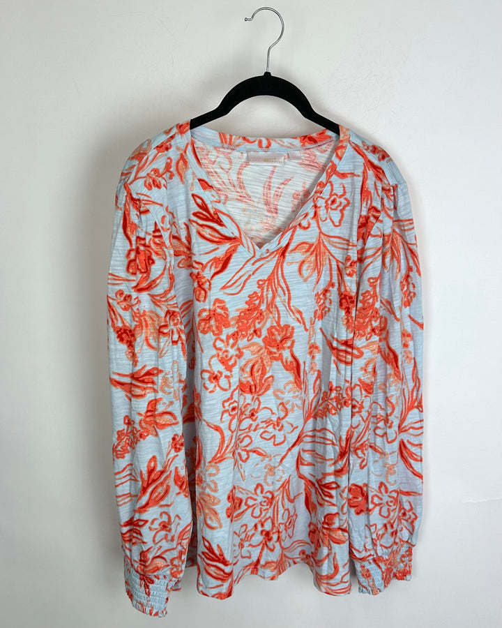 Blue Flower Heather Top - Size 14/16